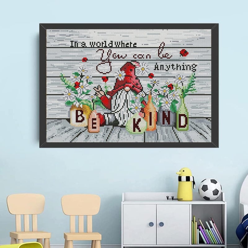Tiwabb Stamped , Gnome Counted Cross Stitch Kits for Adults Beginners,Full Range of Cross-Stitch Stamped Kits Needlecrafts for Home Wall Decor Patterns 11.8x15.7inch - Image 3